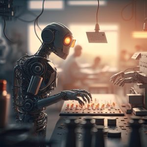humanoid-robot-working-with-machine-factory-ai-generative