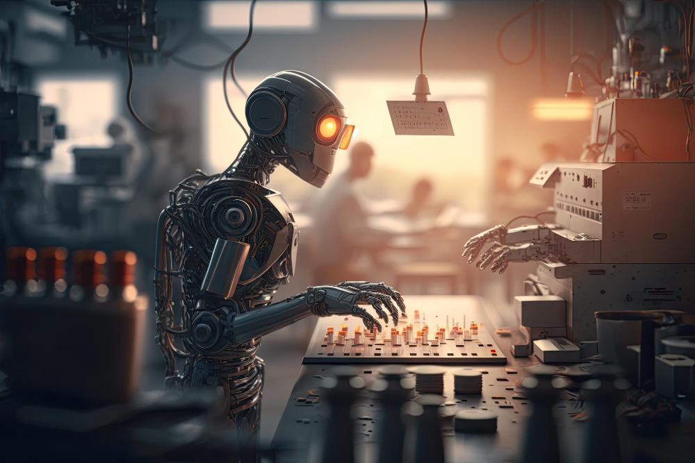 humanoid-robot-working-with-machine-factory-ai-generative